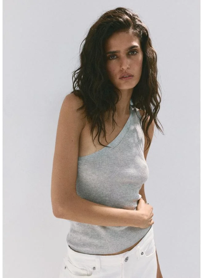مانجو Asymmetrical Ribbed Top