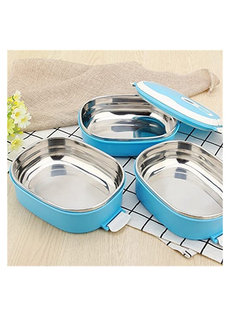 SYOSI - Lunch Box, SYOSI Rectangle Thermal for Food Stainless Steel Lunch Container Lunch Box Food Storage Container Thermos for Hot Food 900ML (Blue 1 Layer) - Image 1