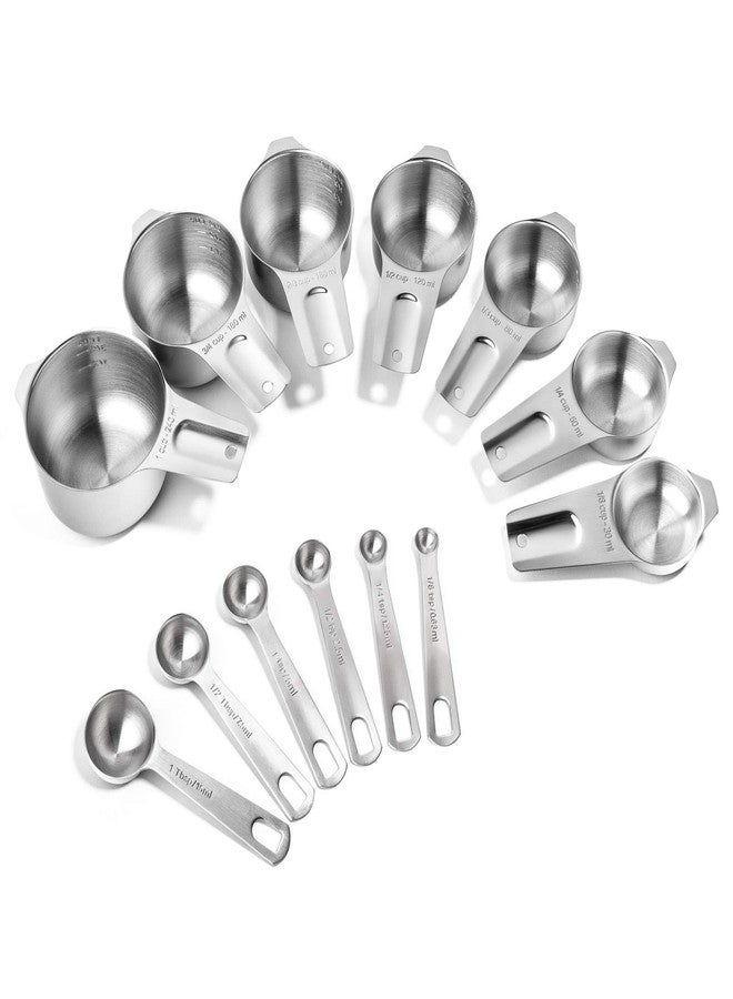 Last Confection 13pc Stainless Steel Measuring Spoon & Cup Set - Kitchen Measurements for Dry Spices and Liquid Cooking & Baking Ingredients - Image 2