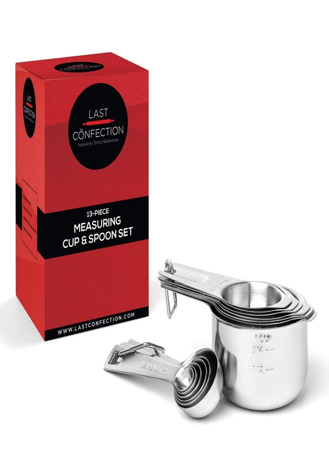 Last Confection 13pc Stainless Steel Measuring Spoon & Cup Set - Kitchen Measurements for Dry Spices and Liquid Cooking & Baking Ingredients - Image 4