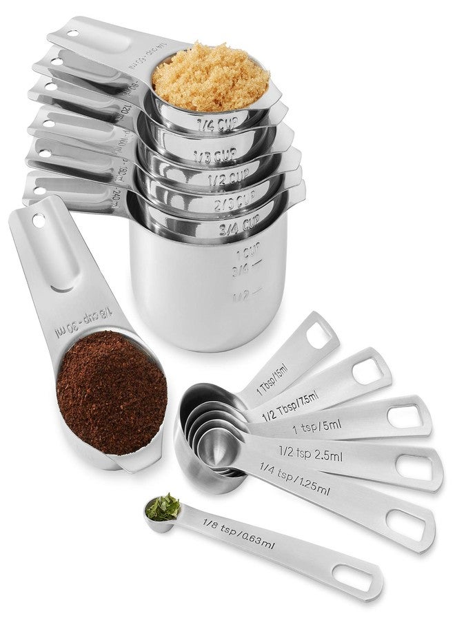 Last Confection 13pc Stainless Steel Measuring Spoon & Cup Set - Kitchen Measurements for Dry Spices and Liquid Cooking & Baking Ingredients - Image 1