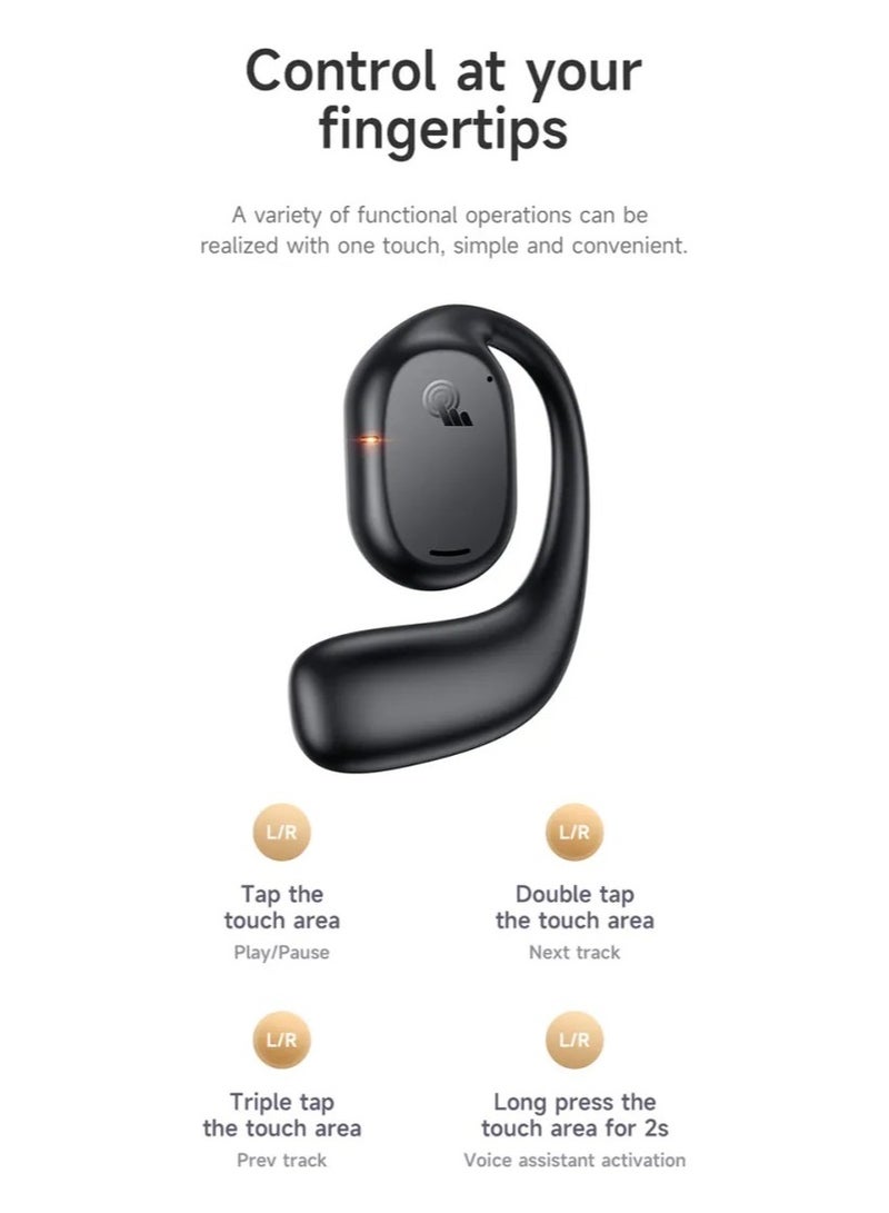 BOROFONE BOROFONE BW41 Air Conduction Wireless Bluetooth Headphones Earphone With Microphone Touch Stereo Sports Headset LED Number Display Long Battery Life For All Smartphone [Use Time10 Hours ] (Black)  - Image 5