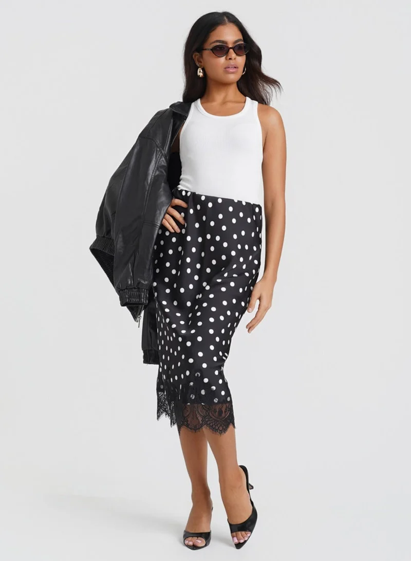 نيدز نو ليبل Black &amp; White Polka Dot Lace Mix Skirt