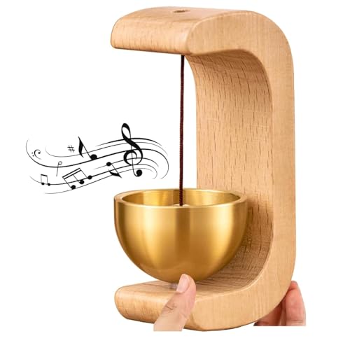 Winkelen Wooden Door Chime With Brass Bell, Dopamine Door Bell For Home, Self-Adhesive Doorbell, Serene Acoustic Sound For Home & Shop, Refrigerator, Room, Porch Ideal Housewarming Gift (Light) - Image 1