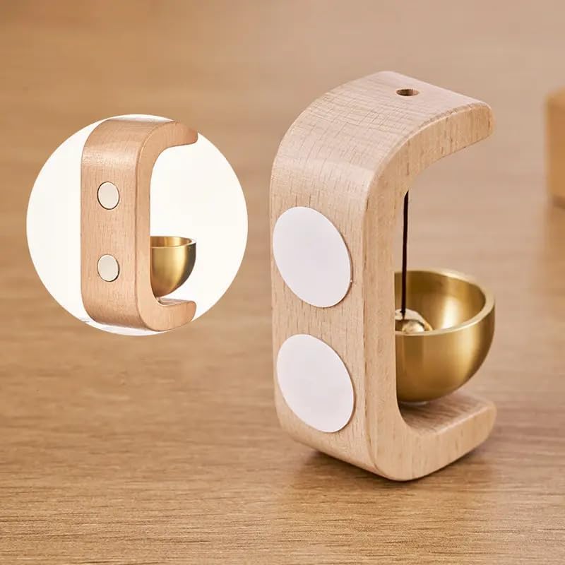 Winkelen Wooden Door Chime With Brass Bell, Dopamine Door Bell For Home, Self-Adhesive Doorbell, Serene Acoustic Sound For Home & Shop, Refrigerator, Room, Porch Ideal Housewarming Gift (Light) - Image 5