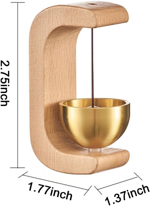 Winkelen Wooden Door Chime With Brass Bell, Dopamine Door Bell For Home, Self-Adhesive Doorbell, Serene Acoustic Sound For Home & Shop, Refrigerator, Room, Porch Ideal Housewarming Gift (Light) - Image 4