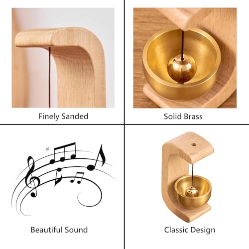 Winkelen Wooden Door Chime With Brass Bell, Dopamine Door Bell For Home, Self-Adhesive Doorbell, Serene Acoustic Sound For Home & Shop, Refrigerator, Room, Porch Ideal Housewarming Gift (Light) - Image 2