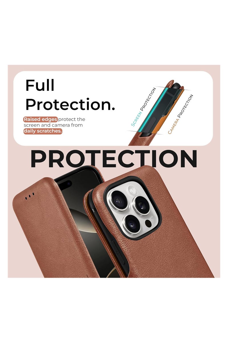 PULOKA Ultra-Slim PU Leather Flip Cover with Magnetic Closure for iPhone 16 Pro Max - Image 2