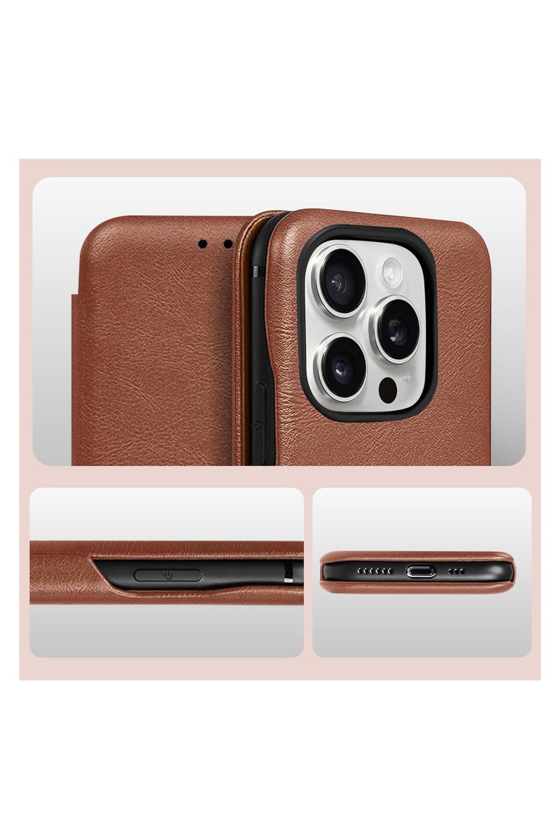 PULOKA Ultra-Slim PU Leather Flip Cover with Magnetic Closure for iPhone 16 Pro Max - Image 4