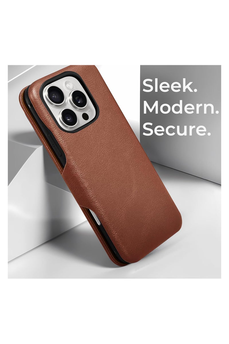 PULOKA Ultra-Slim PU Leather Flip Cover with Magnetic Closure for iPhone 16 Pro Max - Image 3