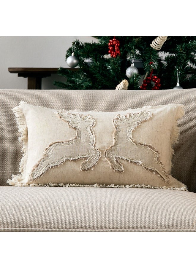 Home Box Nat Reindeer Patch Filled Cushion 50 x 30 cm  - Image 1