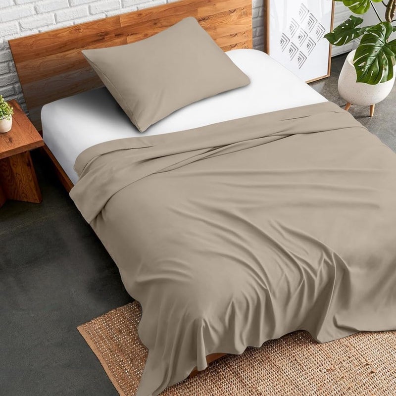 Multi-market matching options Premium Hotel Quality Flat Sheet and Pillow Case, Bed Sheet 2 Pieces Set, Soft & Breathable and Cooling, Extra Twin Size 243 x 167 cm, Mocha Assorted color options - Image 1