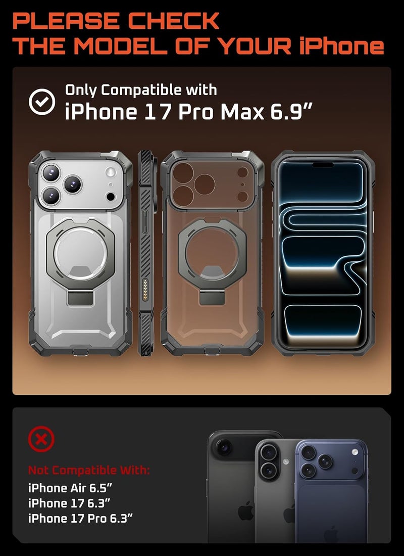 SupCase for iPhone 17 Pro Max Case with Kickstand (Unicorn Beetle Grip), [Camera Control Cover] [Compatible with MagSafe] [Military-Grade Drop Protection] Heavy Duty Magnetic Phone Case, Gray - Image 2