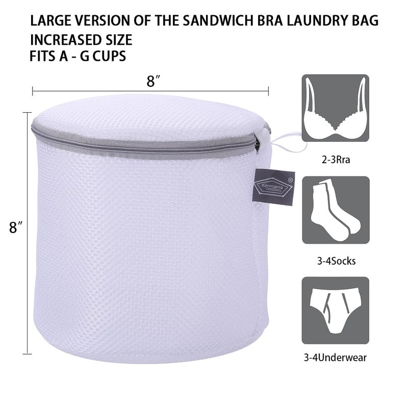 Kimmama Large Bra Washing Bag,Big Bra Protector Bag,Mesh Bra Shape Holder For Washing Bra,Underwear,Brassiere,8X8X8 Inch,Pack Of 3 - Image 2