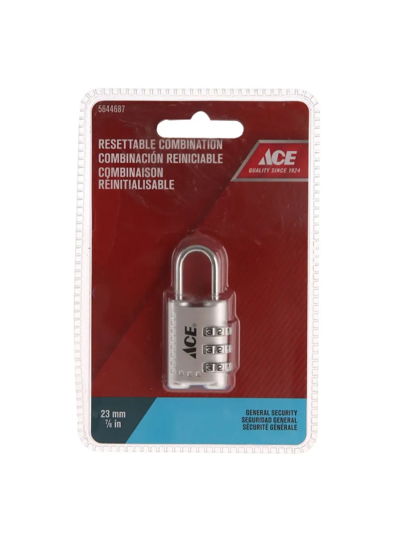 Ace 3 Dial Zinc Alloy Combination Luggage Padlock 23mm