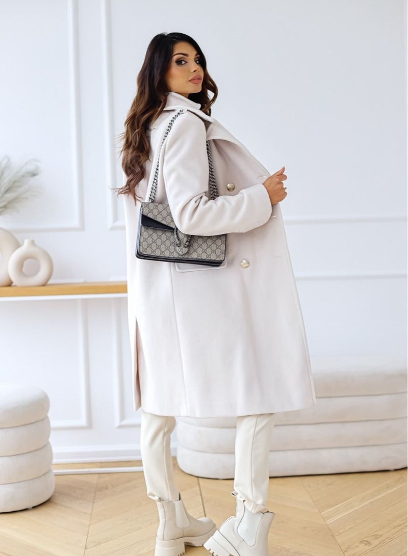 Loquat معطف كاجوال عصري باللون الأبيض - Image 2