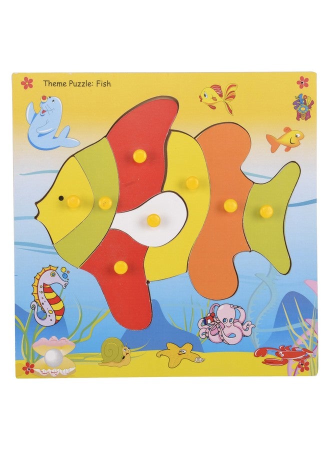 Skillofun Wooden Theme Puzzle Standard Fish Knobs, Multi Color-24 Months 5 Years For Kids - Image 1