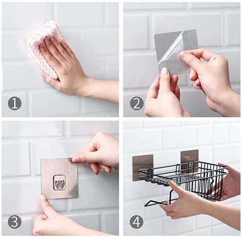 DRUDRAYA Stainless Steel Bathroom Shower Caddy, Bathroom Shelf Wall Hanging Storage Organizer Kitchen Rack With Shampoo, Soap Holder And Towel Rack Hanger (D105), Multi-Coloured - Image 5