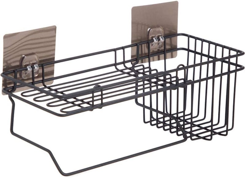 DRUDRAYA Stainless Steel Bathroom Shower Caddy, Bathroom Shelf Wall Hanging Storage Organizer Kitchen Rack With Shampoo, Soap Holder And Towel Rack Hanger (D105), Multi-Coloured - Image 1