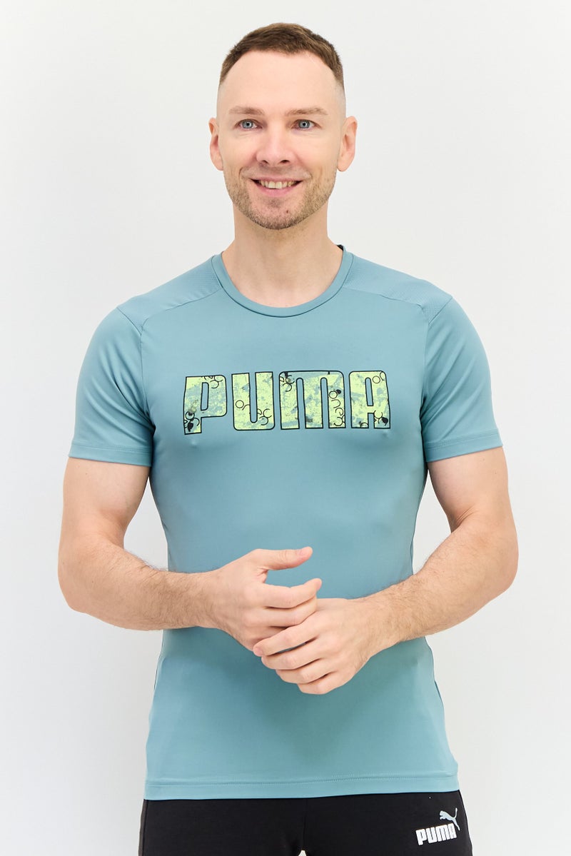 PUMA تي شيرت تدريب قصير الأكمام للرجال، أزرق مائي - Image 1