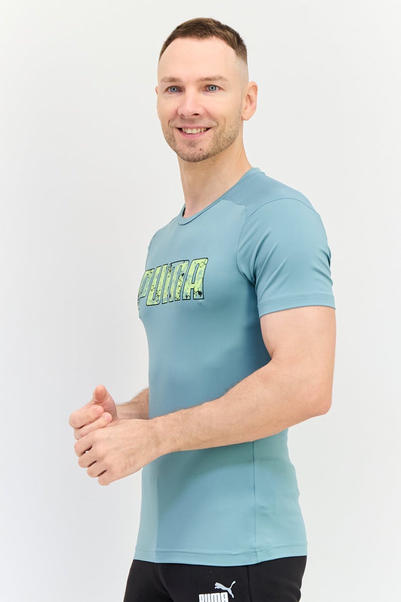 PUMA تي شيرت تدريب قصير الأكمام للرجال، أزرق مائي - Image 2