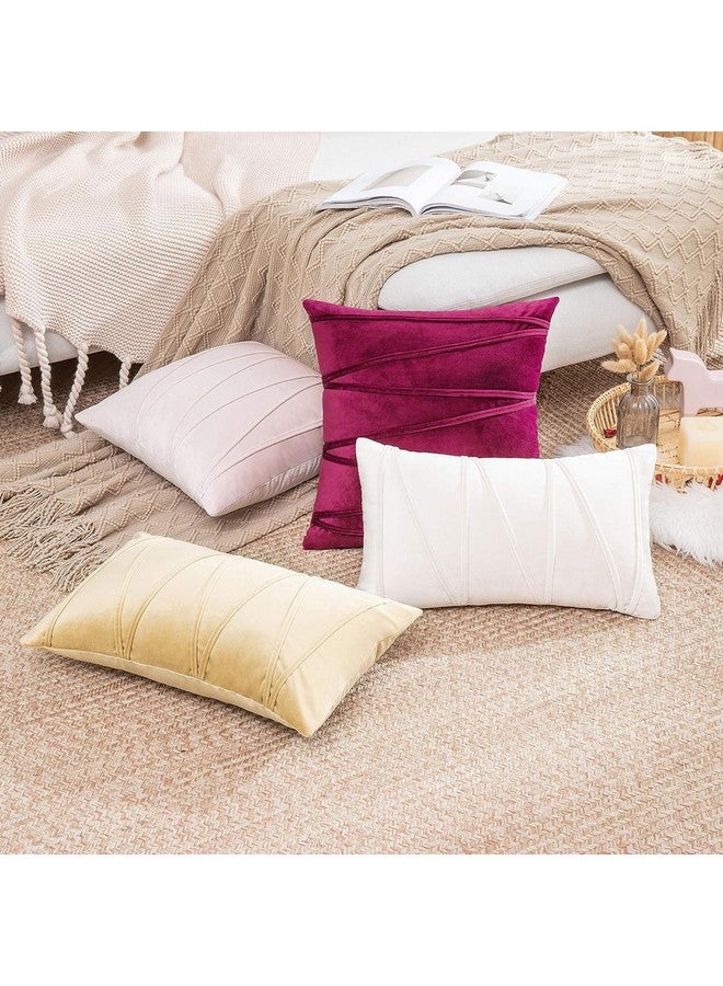 Khooti Khooti Velvet Cushion Cover Pack Of 1-12" X 20" / 30 X 51 Cm - Pink - Soft Pillow Covers Cushion Case For Sofa Bedroom Livingroom Chair Car, Cushion Cover With Random Zig Zag Pattern, 200 Tc - Image 3