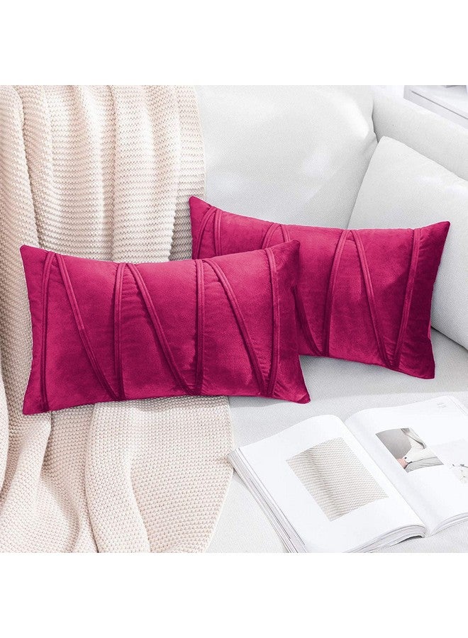 Khooti Khooti Velvet Cushion Cover Pack Of 1-12" X 20" / 30 X 51 Cm - Pink - Soft Pillow Covers Cushion Case For Sofa Bedroom Livingroom Chair Car, Cushion Cover With Random Zig Zag Pattern, 200 Tc - Image 2
