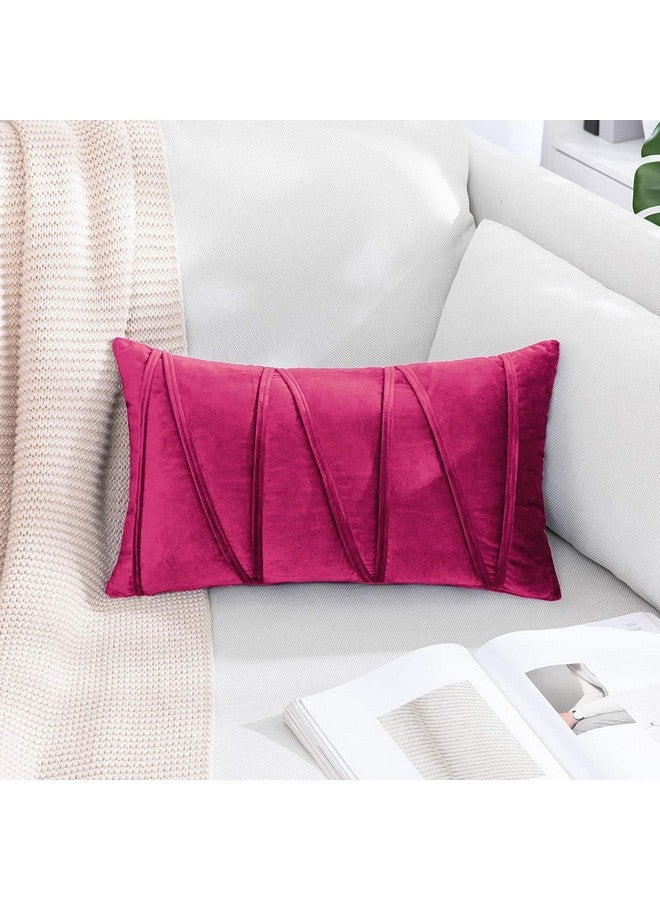 Khooti Khooti Velvet Cushion Cover Pack Of 1-12" X 20" / 30 X 51 Cm - Pink - Soft Pillow Covers Cushion Case For Sofa Bedroom Livingroom Chair Car, Cushion Cover With Random Zig Zag Pattern, 200 Tc - Image 1