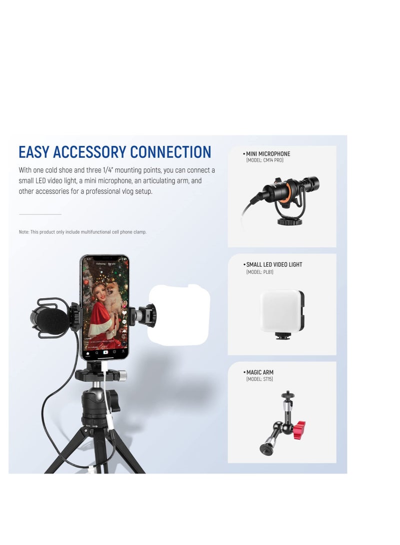 KASTWAVE Cell Phone Tripod Mount, Cold Shoe Mount and Arca Type Base, 360° Rotatable Phone Holder, Video Vlogging Rig, Fits Any Size Smartphone Including iPhone 14 Pro Max Galaxy S22 Ultra Pixel - Image 4