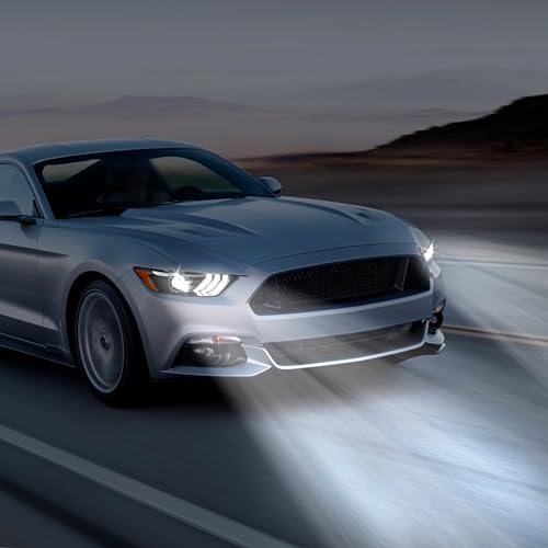 KEWISAUTO مجموعة مصابيح أمامية KEWISAUTO لفورد موستانج 2015-2017، هيكل أسود عدسة واضحة بديل لمصابيح 2015 2016 2017 فورد موستانج (2PCS، جانب السائق والراكب) - Image 3