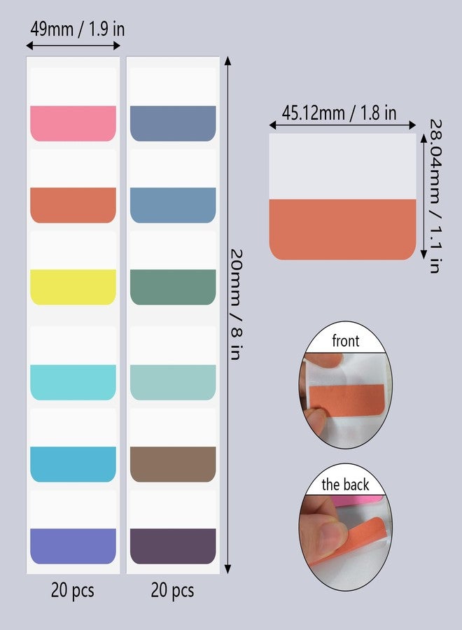 AccEncyc 240Pcs Colored Index Tab 1.8"x1" Large Book Sticky Tabs 12 Colors Repositionable Page Tabs Flags Page Markers Labels for Notebooks, Filing, Classification - Image 2