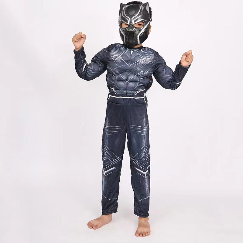Kids Muscle Superhero Halloween Costumes Black Panther Not Luminous Mask