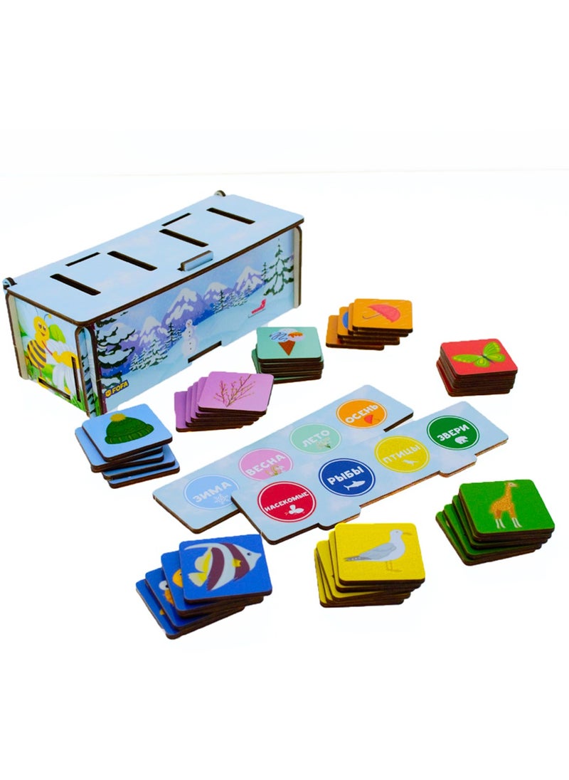 FOFA FOFA Wooden Toy Educational game -Sorter - Fauna and Seasons- for kids Learning 3 4 5 Years Old Girls Boys Gifts Travel Toy  - Image 2