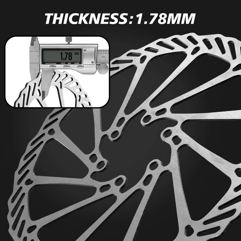 BUCKLOS 140mm 160mm 180mm 203mm MTB Disc Brake Rotor with 6 Bolts, Bicycle Brakes Stainless Steel Rotors M5 Screws, Opposite Hole Distance 44mm, fit Mountain Road Bikes MTB BMX - Image 4