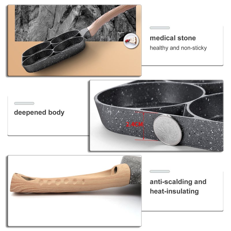 مقلاة بيض بأربع أكواب مقلاة لقلي البيض ومقلاة البورغر للفطور مقلاة غير لاصقة - Image 2