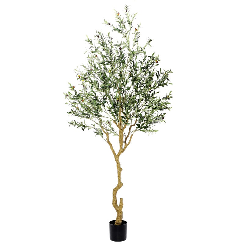 Nafresh Tall Faux Olive Tree8ft96in Realistic Potted Silk Artificial Olive Tree Fake Olive Trees Indoor with Green Leaves and Big Fruits for Home Office Living Room Stairs Patio Decor