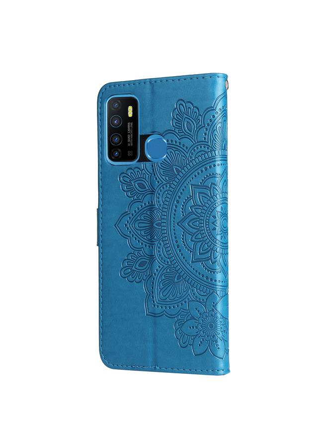 اس-توب جراب جلدي من البولي يوريثان بتصميم نقش زهور 7 بتلات مع حامل وفتحات للبطاقات ومحفظة وإطار صورة لهاتف Infinix Hot 9 / Note 7 Lite / X655C - Image 3