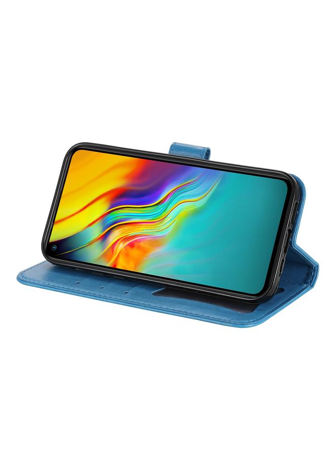 اس-توب جراب جلدي من البولي يوريثان بتصميم نقش زهور 7 بتلات مع حامل وفتحات للبطاقات ومحفظة وإطار صورة لهاتف Infinix Hot 9 / Note 7 Lite / X655C - Image 5