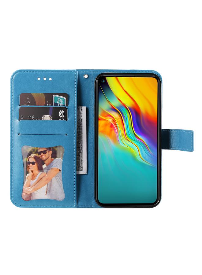 اس-توب جراب جلدي من البولي يوريثان بتصميم نقش زهور 7 بتلات مع حامل وفتحات للبطاقات ومحفظة وإطار صورة لهاتف Infinix Hot 9 / Note 7 Lite / X655C - Image 4