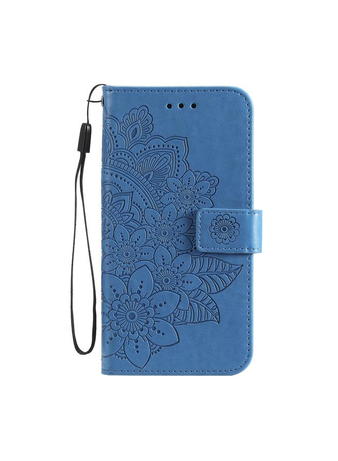 اس-توب جراب جلدي من البولي يوريثان بتصميم نقش زهور 7 بتلات مع حامل وفتحات للبطاقات ومحفظة وإطار صورة لهاتف Infinix Hot 9 / Note 7 Lite / X655C - Image 2