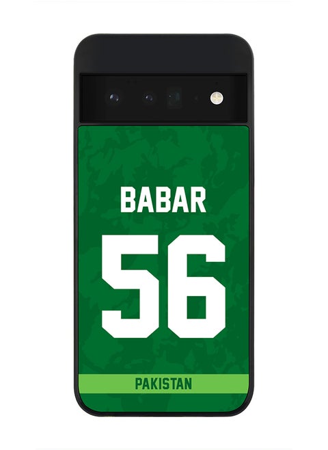 Rugged Black Edge Case for Google Pixel 6 Pro 5G, Slim fit Soft Case Flexible Rubber Edges Thin Cover - Player Name - Babar Azam, Jersey Number- 56