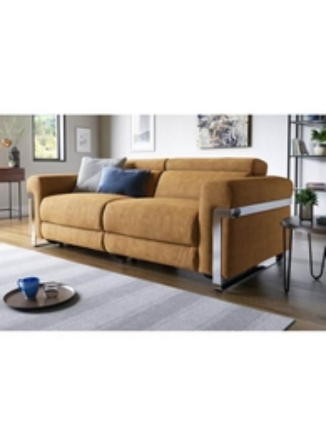 Homzmart Swedish Wood and Velvet 4-Seater Sofa  - Silver & Brown  - Image 2