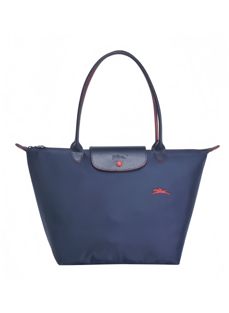 لونج شامب حقيبة لونشامب لو بلياج بحجم كبير مع حزام كتف أزرق بحري للنساء، حقيبة تجميل كبيرة، حقيبة يد، حقيبة كتف بمناسبة الذكرى السبعين، عصرية ومتعددة الاستخدامات - Image 1