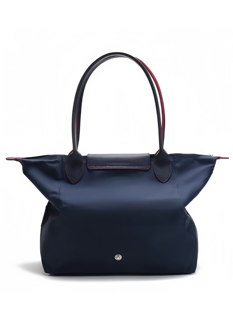 لونج شامب حقيبة لونشامب لو بلياج بحجم كبير مع حزام كتف أزرق بحري للنساء، حقيبة تجميل كبيرة، حقيبة يد، حقيبة كتف بمناسبة الذكرى السبعين، عصرية ومتعددة الاستخدامات - Image 2