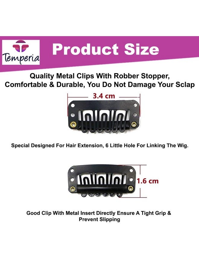 TEMPERIA Hair Extension Clips For Women & Men (36 Pcs) - Hair Patch Clips - Hair Attached Snap Wig Clips (Black) (3.4 cm) - Image 5