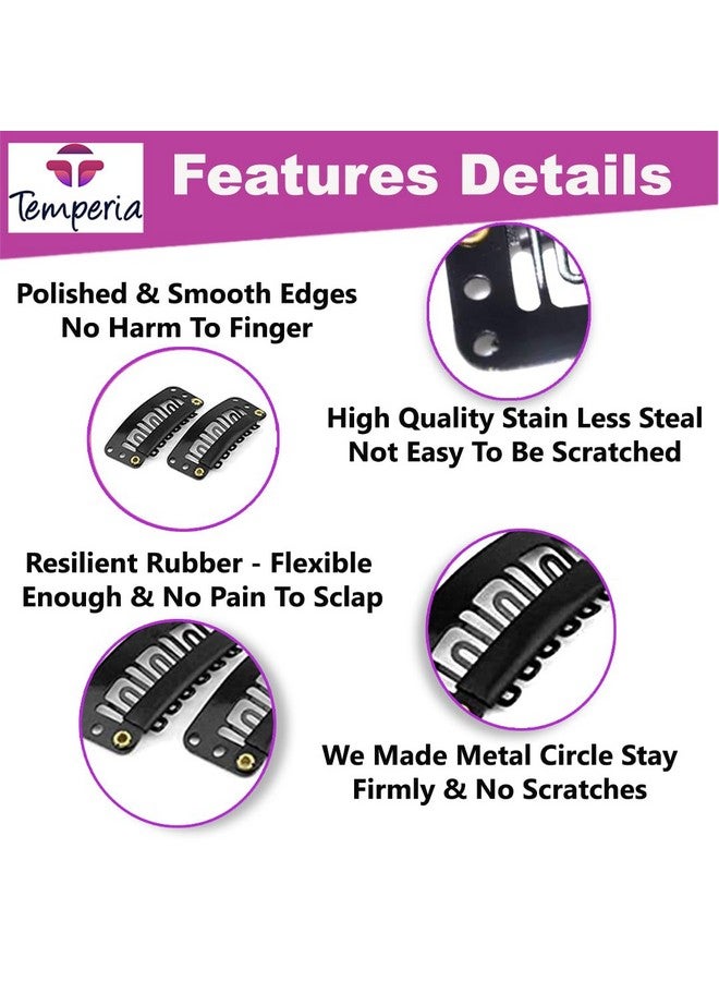 TEMPERIA Hair Extension Clips For Women & Men (36 Pcs) - Hair Patch Clips - Hair Attached Snap Wig Clips (Black) (3.4 cm) - Image 2