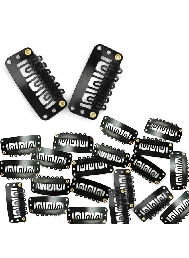 TEMPERIA Hair Extension Clips For Women & Men (36 Pcs) - Hair Patch Clips - Hair Attached Snap Wig Clips (Black) (3.4 cm) - Image 1