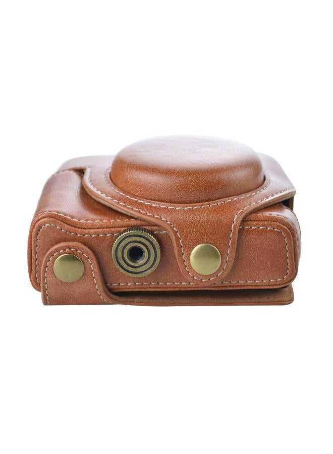 Rieibi حافظة ZV1 - حافظة كاميرا جلدية PU عتيقة لكاميرا سوني ZV1 ZV-1 DSLR - حافظة واقية ZV-1 - بني - Image 3