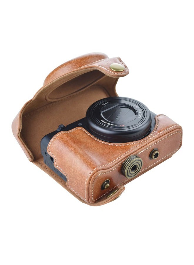 Rieibi حافظة ZV1 - حافظة كاميرا جلدية PU عتيقة لكاميرا سوني ZV1 ZV-1 DSLR - حافظة واقية ZV-1 - بني - Image 4
