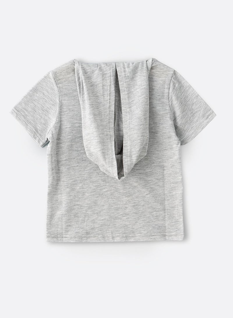 JAM S/Slv Hooded Knit T-Shirt With Graphic At Front - Image 2